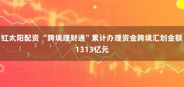 红太阳配资 “跨境理财通”累计办理资金跨境汇划金额1313亿元